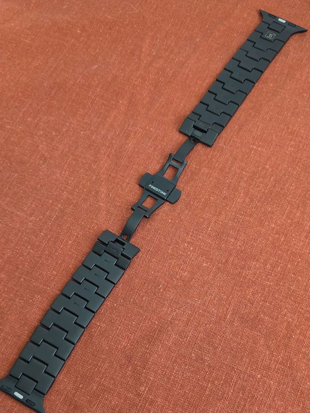 Finestone CRNS03 Titanium Apple Watchband With Butterfly Clasp, Black